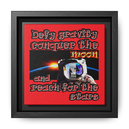 defy conquer reach - framed canvas art (red)