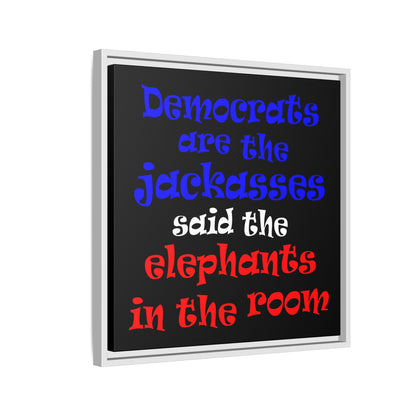 donkeys and elephants - framed canvas art (black)