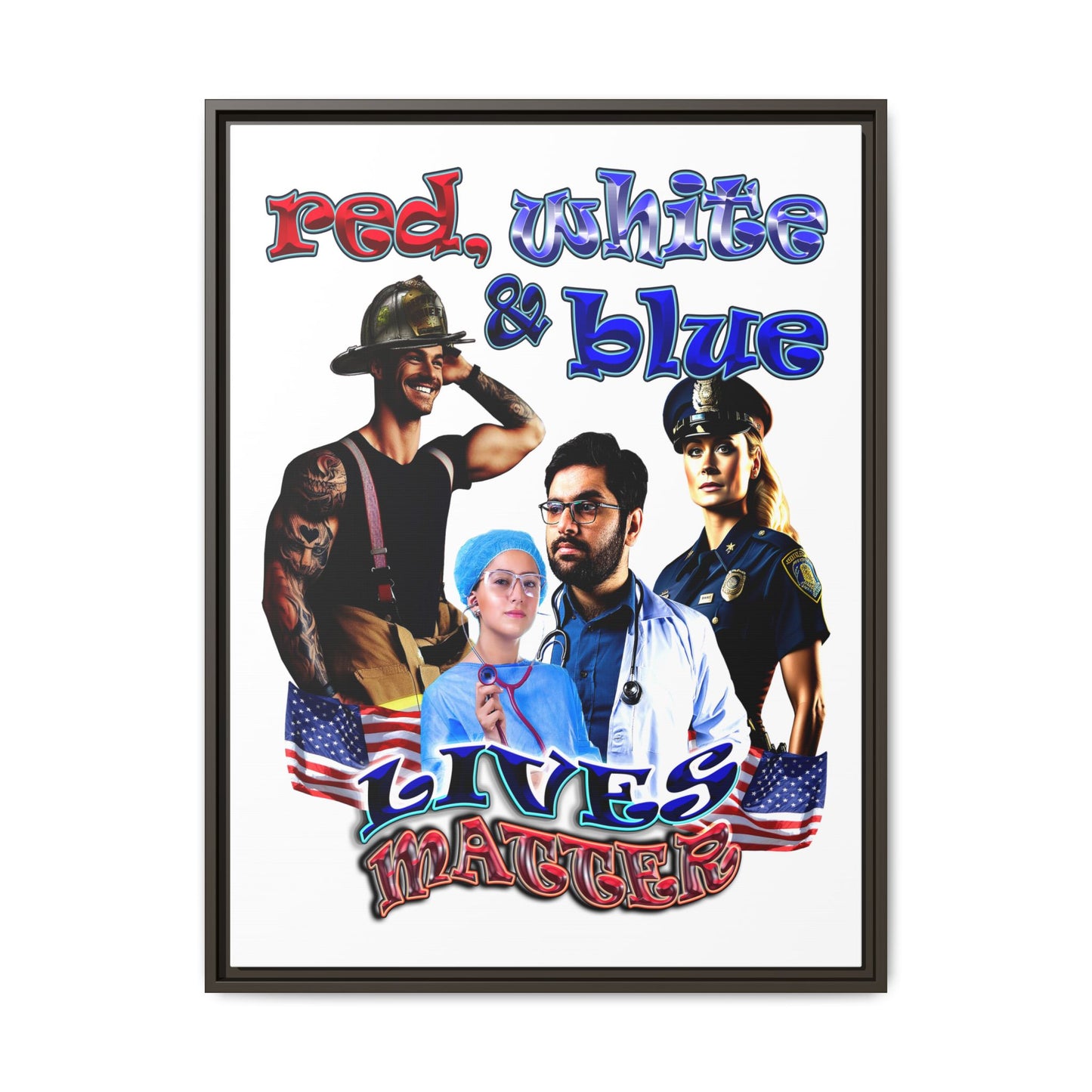 rw&b lives matter - framed canvas art (white)