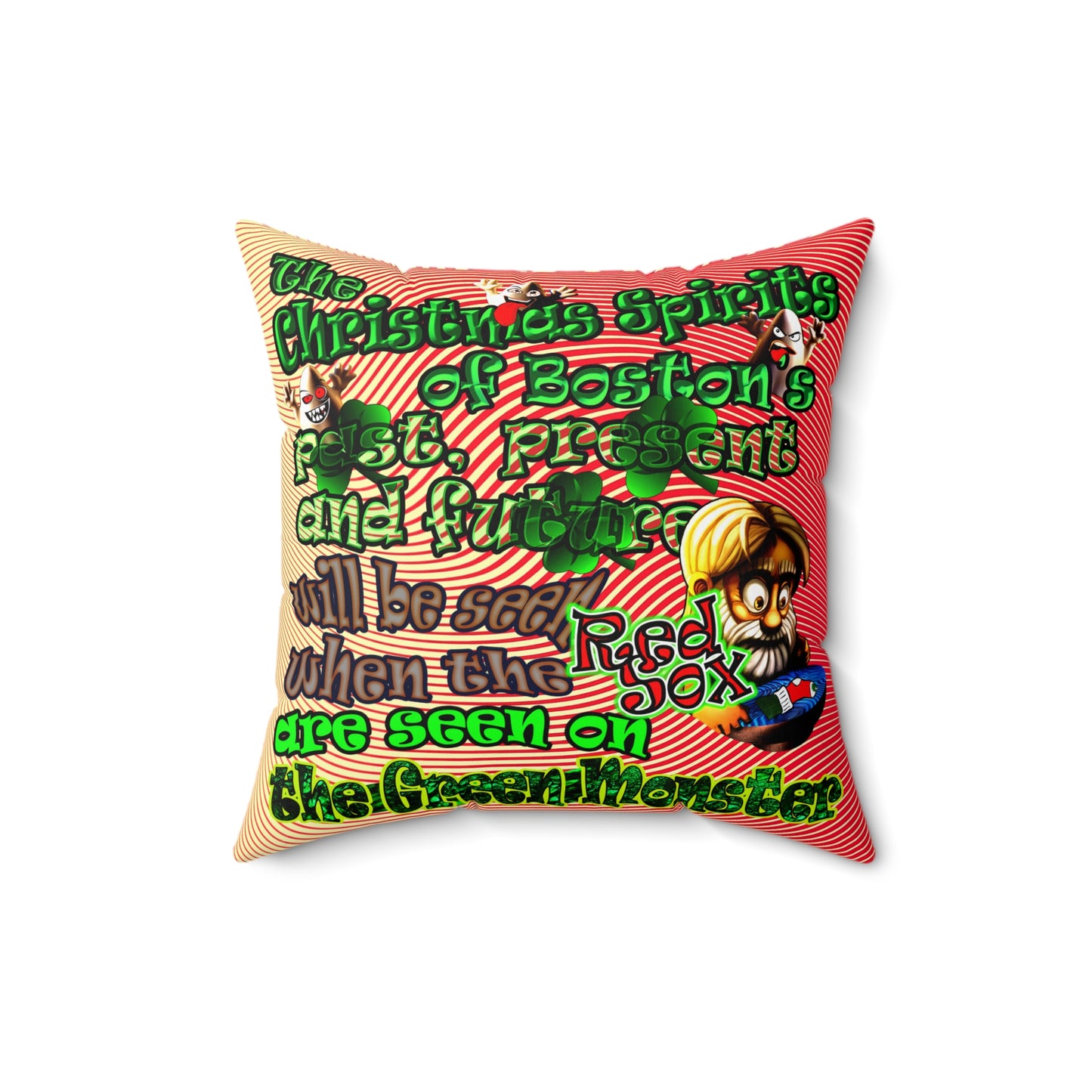 christmas spirits of boston - Spun Polyester Square Pillow - (yellow-orange wave)