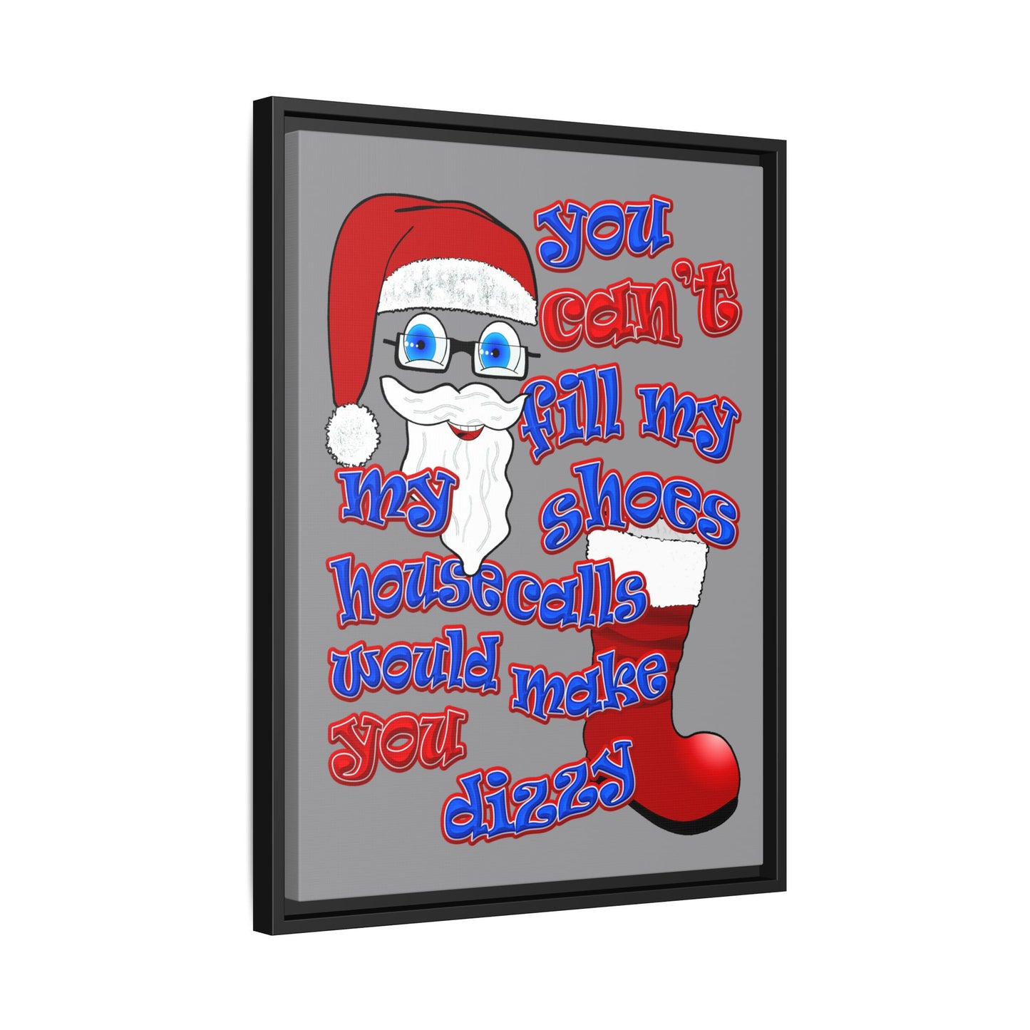 santa's shoes - framed canvas art (grey)