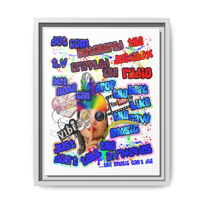 drop the beat - framed canvas art (white)