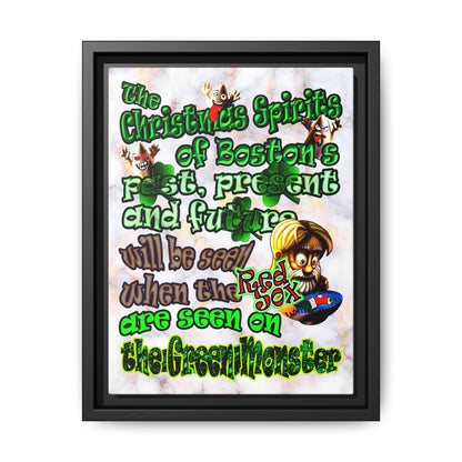 christmas spirits of boston - framed canvas art (white marble)