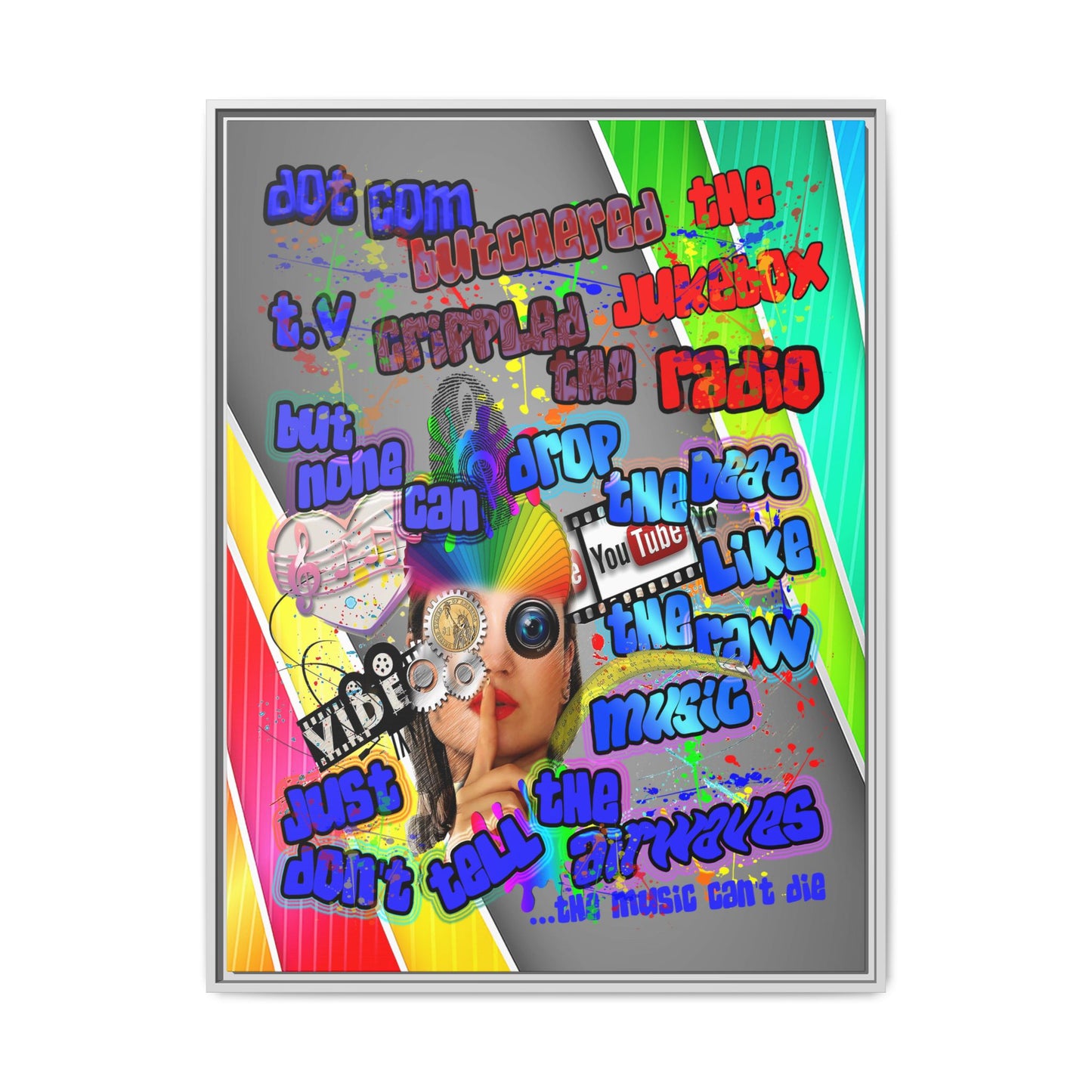 drop the beat - framed canvas art (rainbow split)
