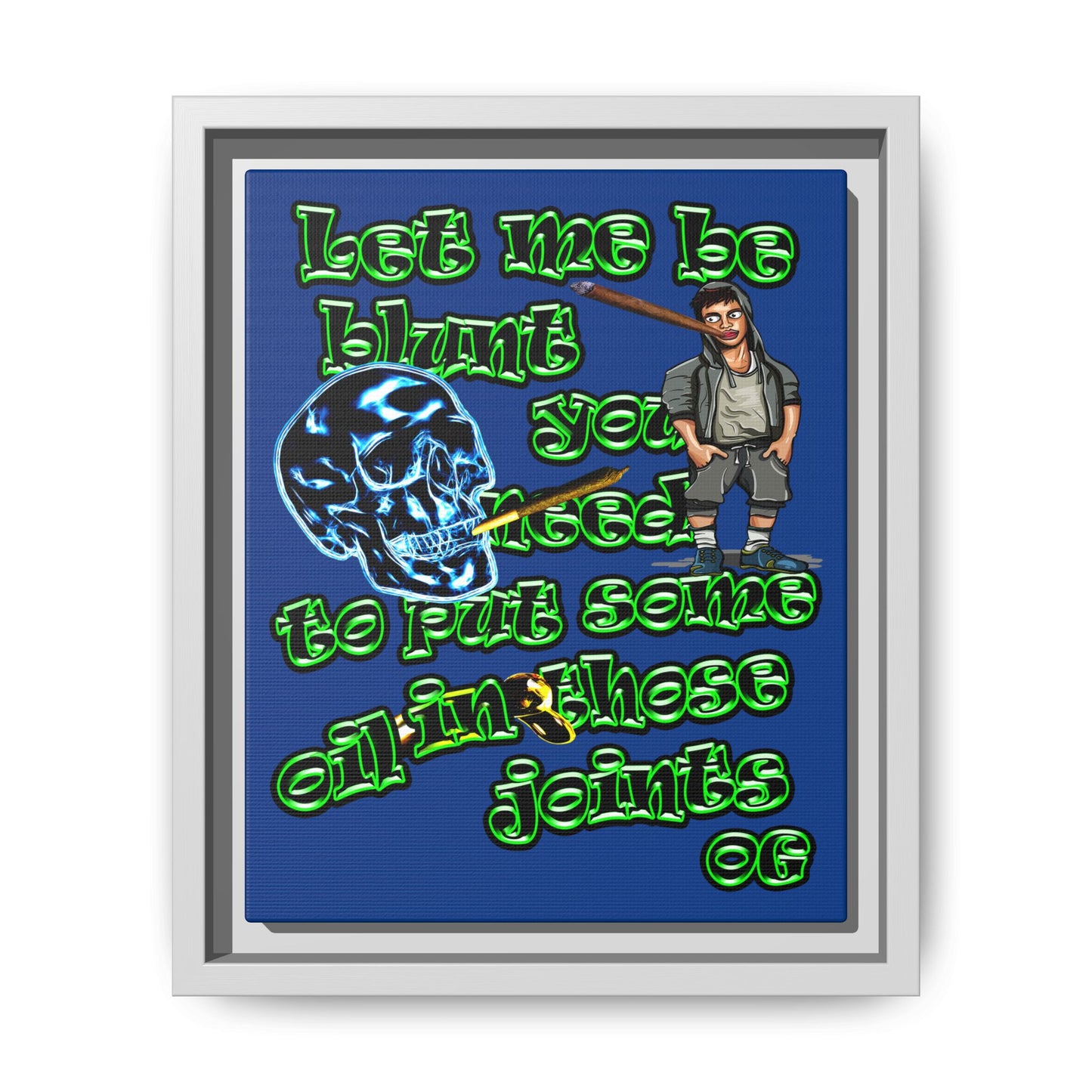 og - framed canvas art (dark blue)