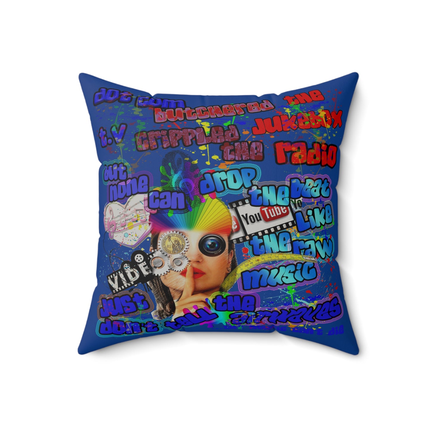 drop the beat - Faux Suede Square Pillow - (dark blue)