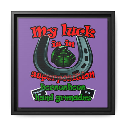 my luck - framed canvas art (light purple)