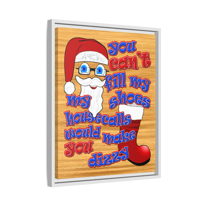 santa's shoes - framed canvas art (butterscotch wood finish)