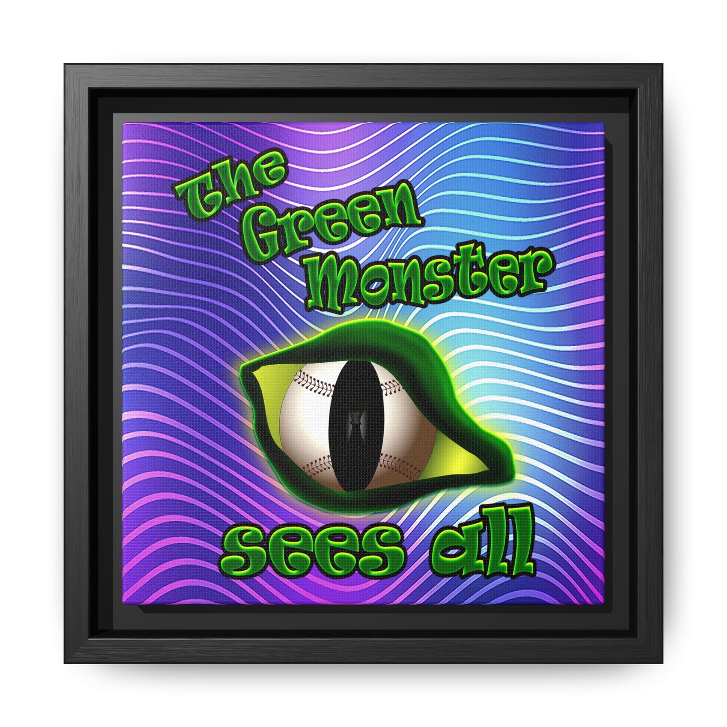green monster - framed canvas art (purple wave)