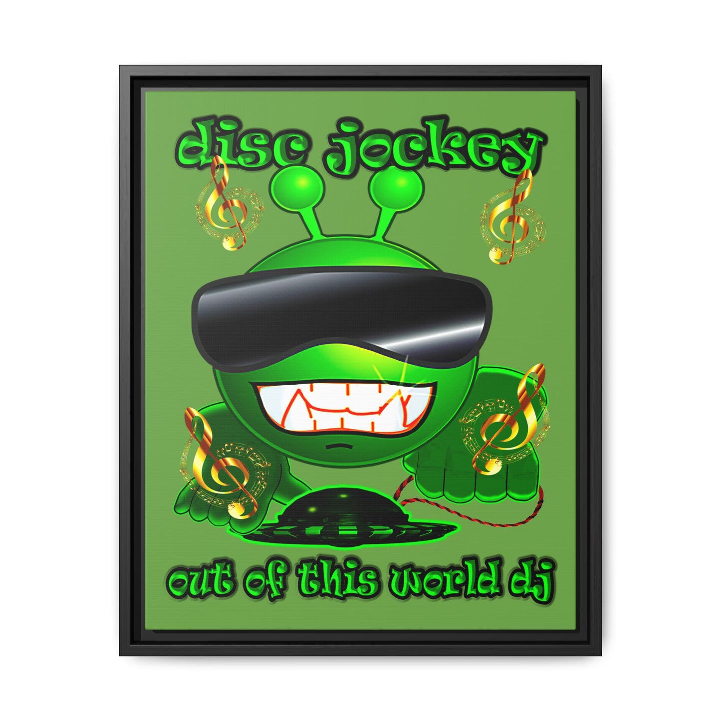disc jockey - framed canvas art (green)
