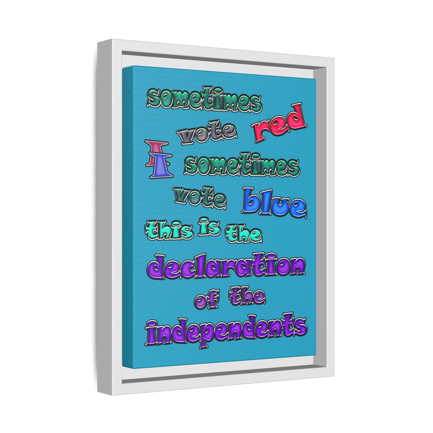 declaration of the independents - framed canvas art (turquoise)