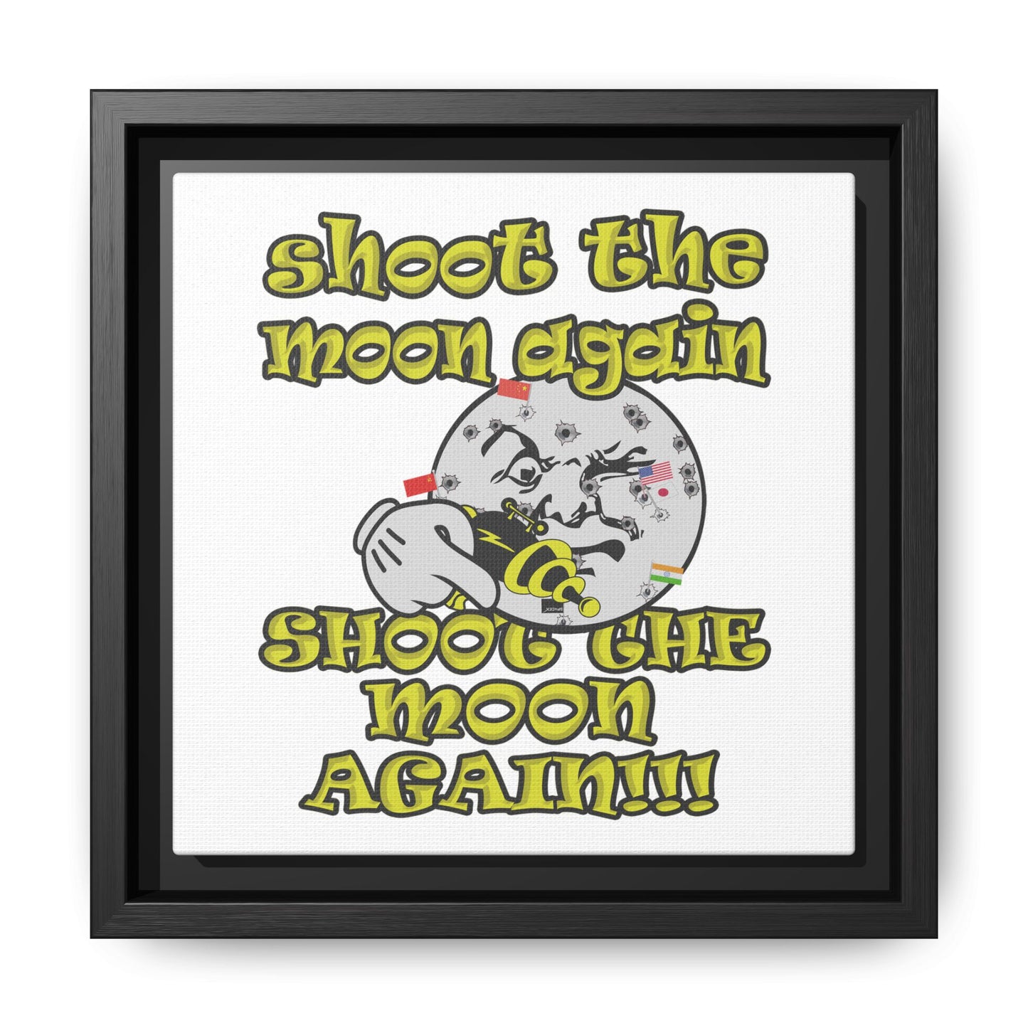 shoot the moon again - framed canvas art (white)