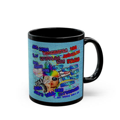 drop the beat - Black Mug (faded blue)