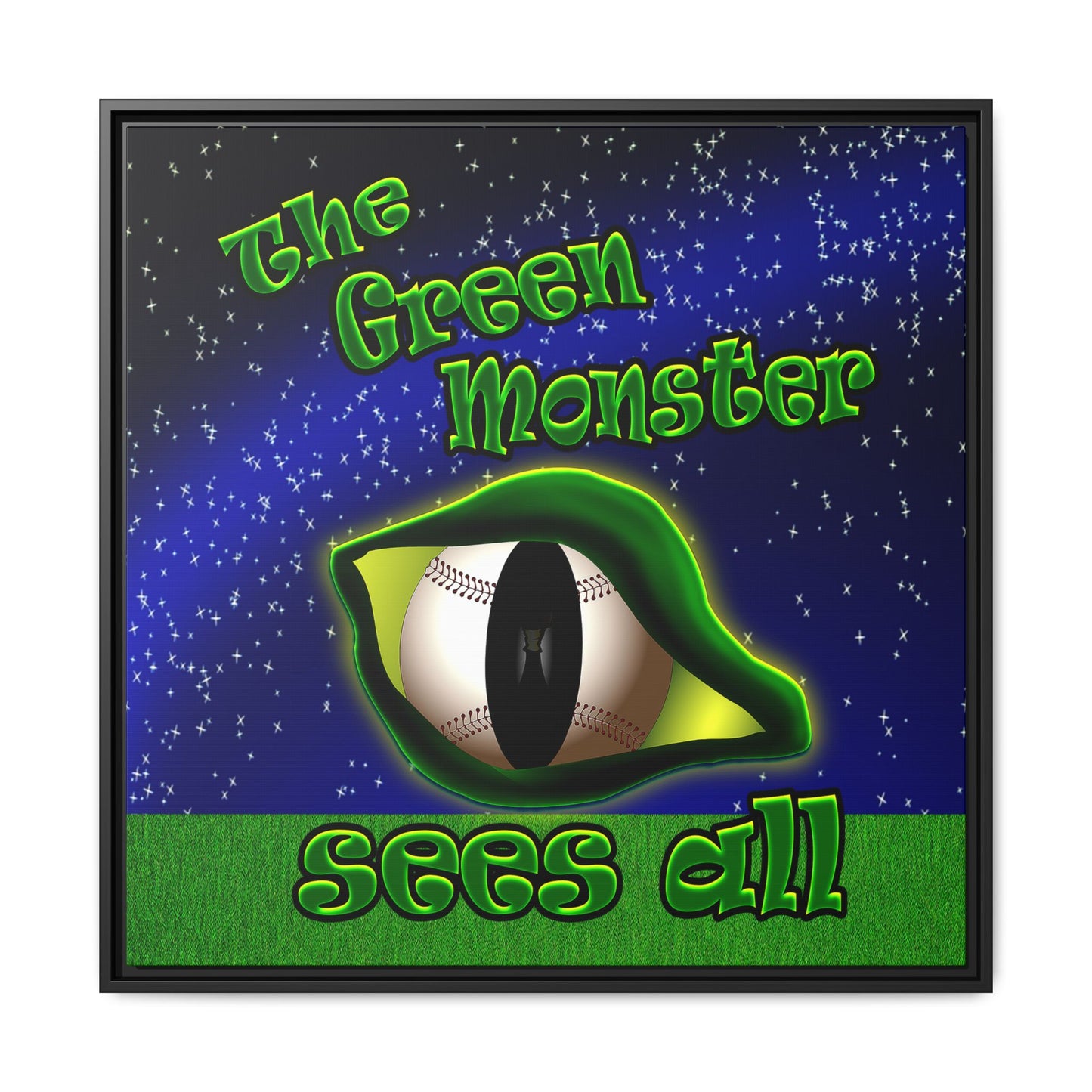 green monster - framed canvas art ('snoops' background)