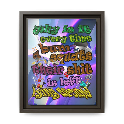the bum's shit - framed canvas art (grey-pink wave)