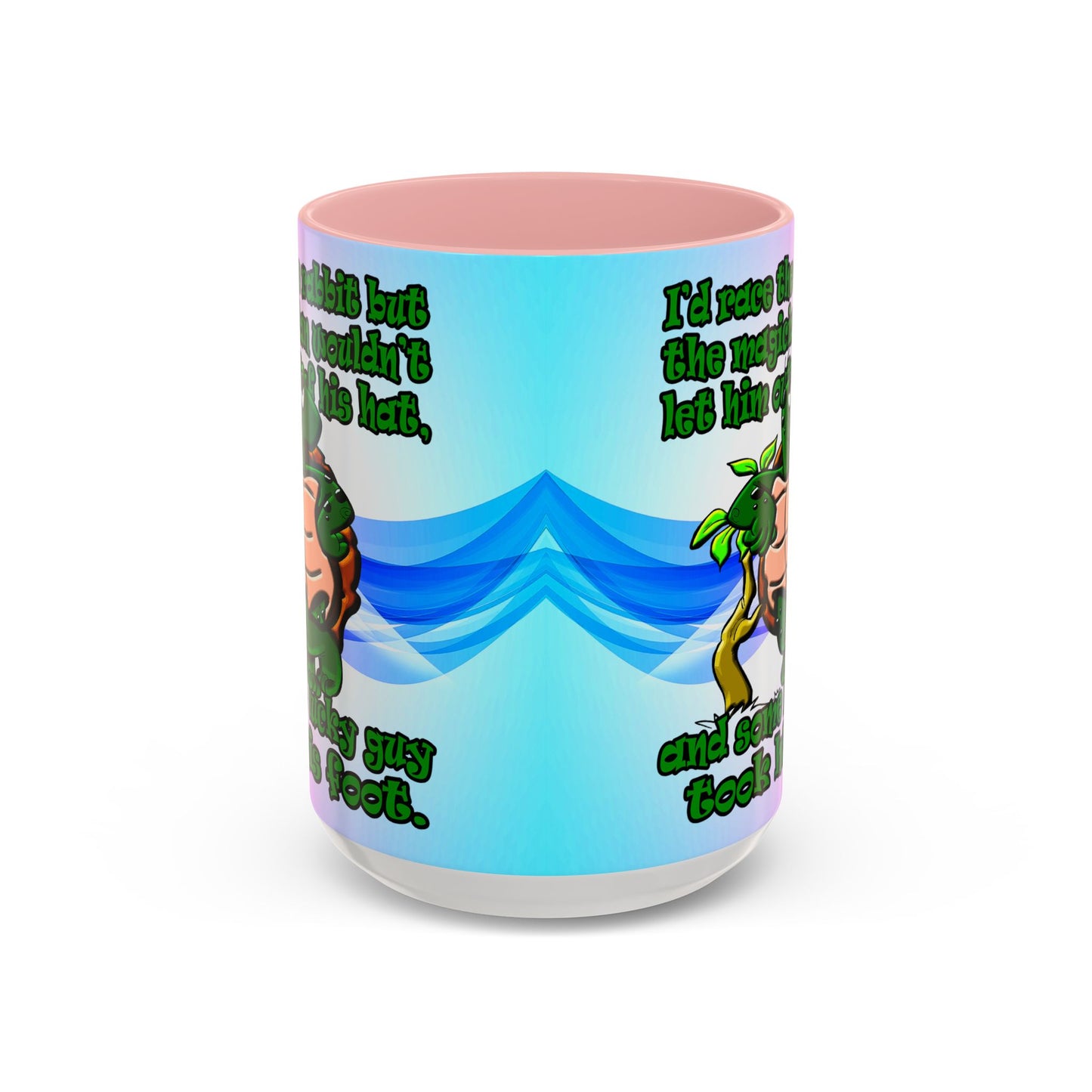 turtle race - Accent Mug (light blue-pink wave)