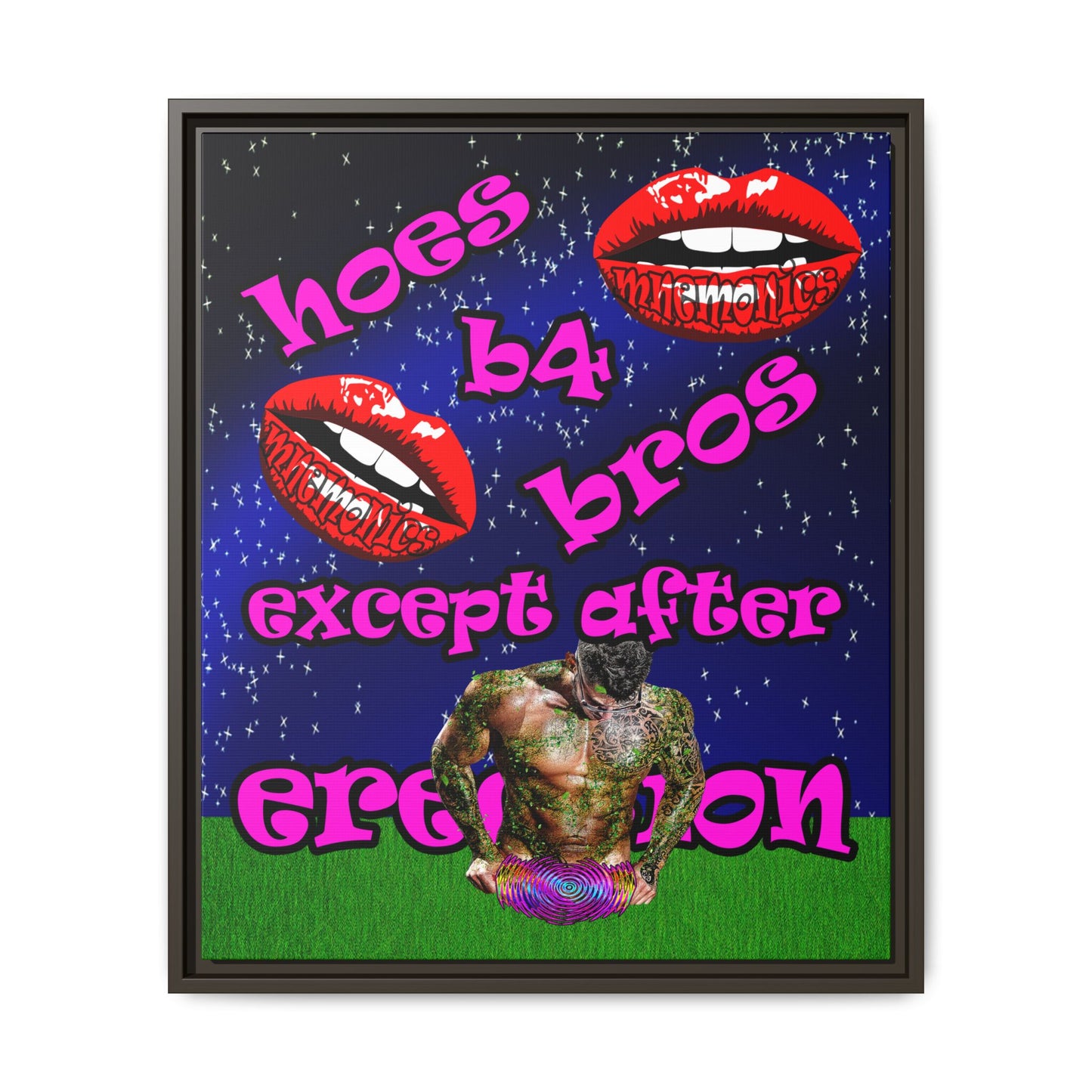 hoes b4 bros - framed canvas art ('snoops' background)