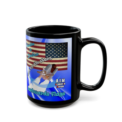 shoot for the stars - Black Mug (blue-white wave)