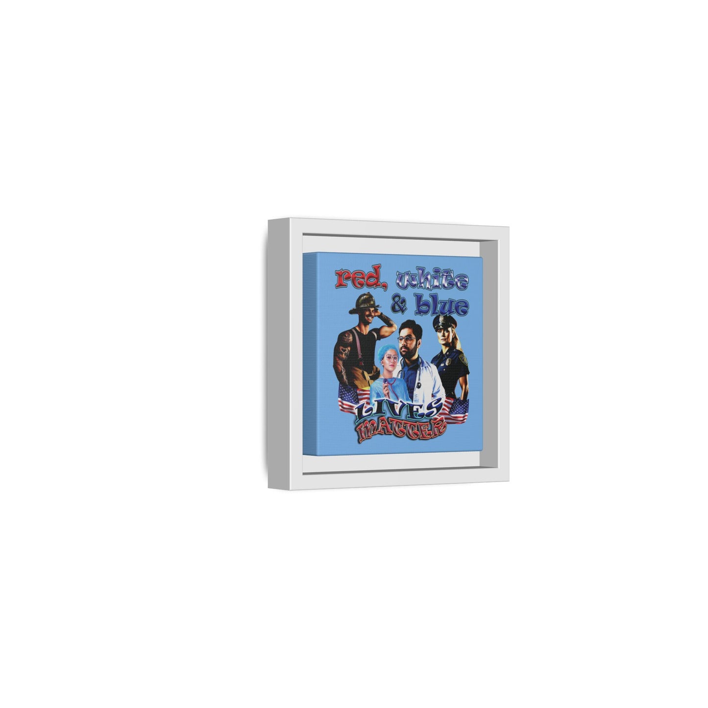 rw&b lives matter - framed canvas art (light blue)