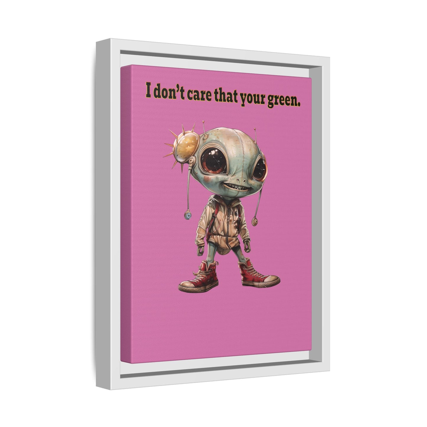 I don't care that your green - framed canvas art (light pink)