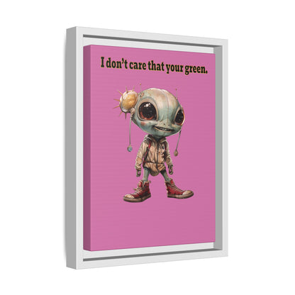 I don't care that your green - framed canvas art (light pink)