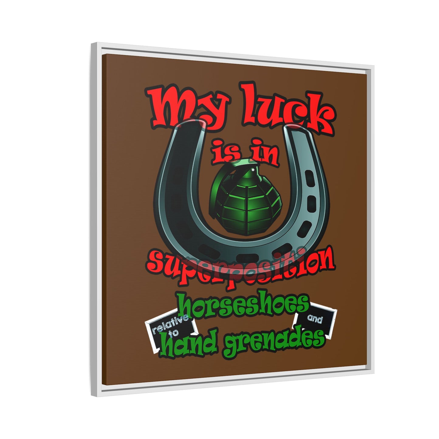 my luck - framed canvas art (brown)