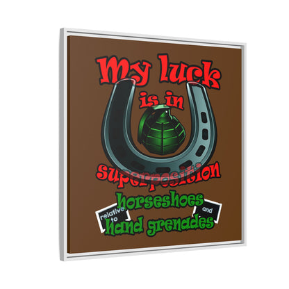 my luck - framed canvas art (brown)