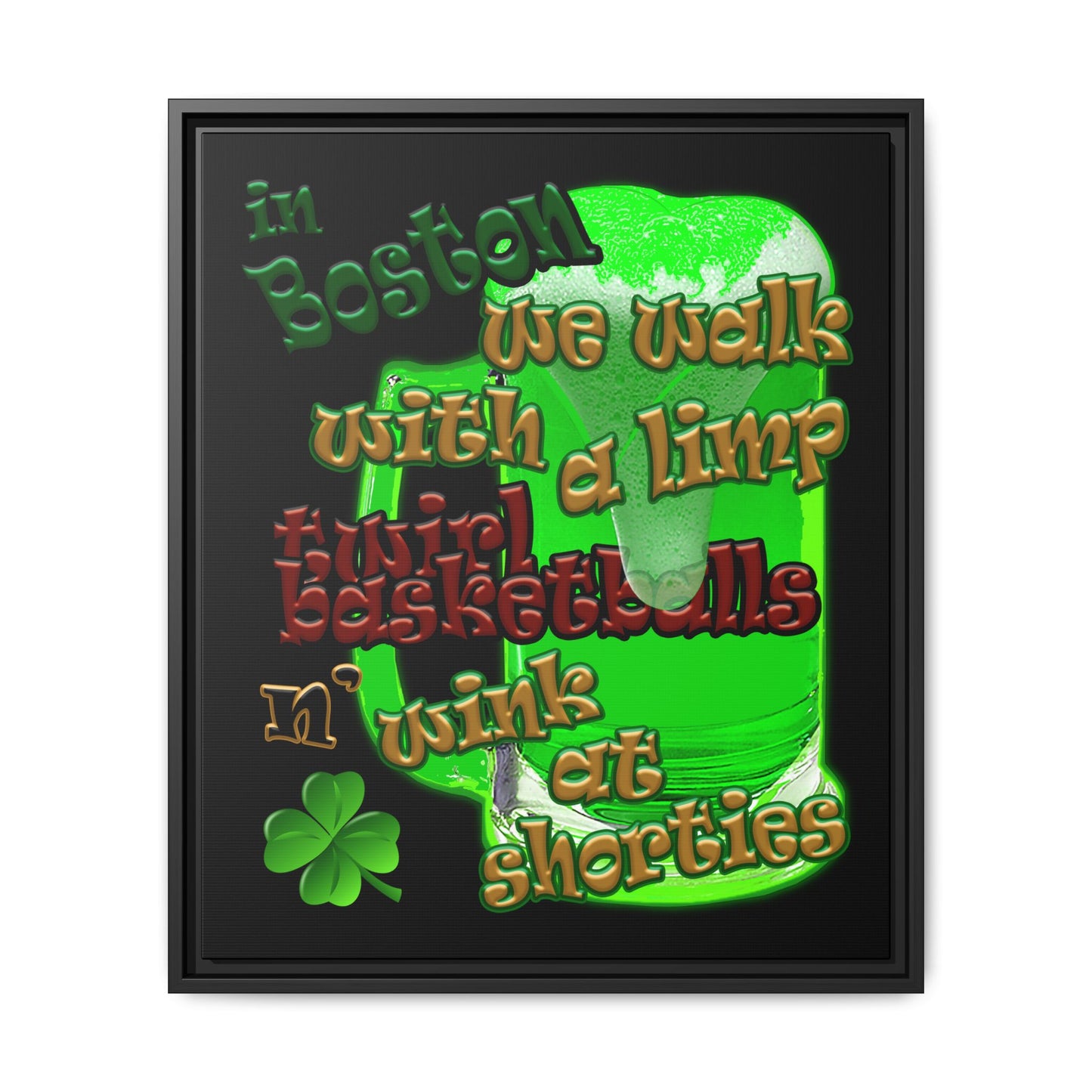 celtics logo - framed canvas art (black)