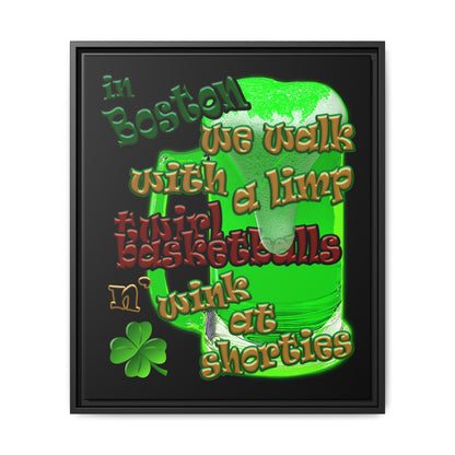 celtics logo - framed canvas art (black)