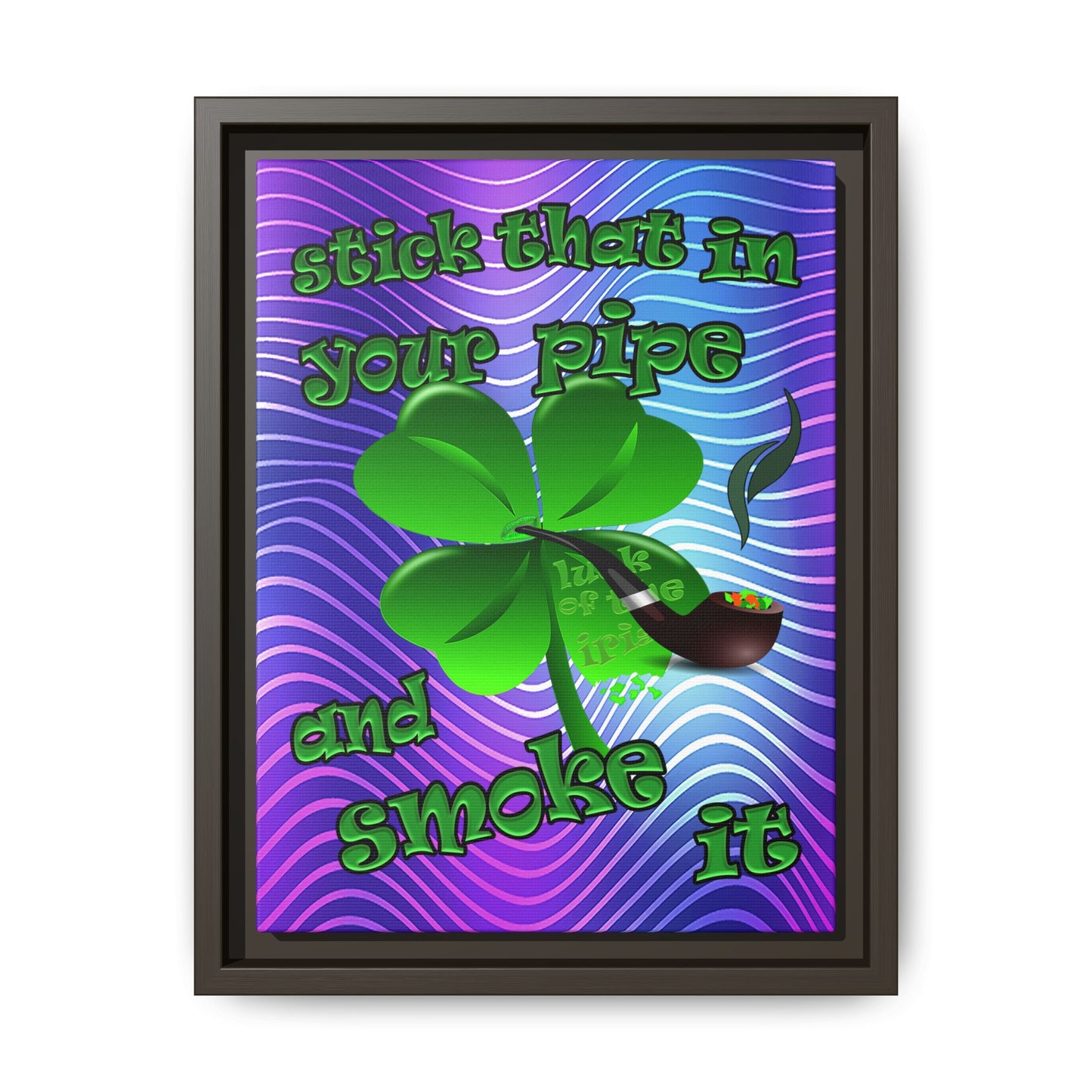 stick that in your pipe and smoke it - framed canvas art (purple wave)