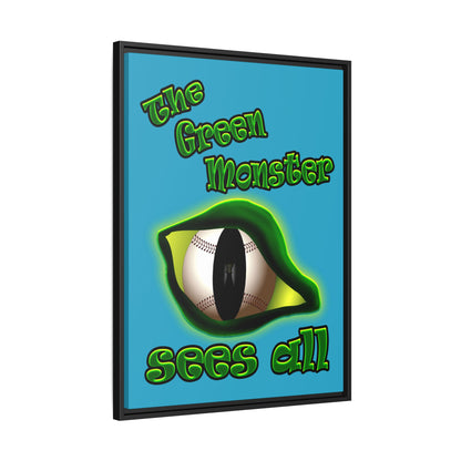 green monster - framed canvas art (turquoise)