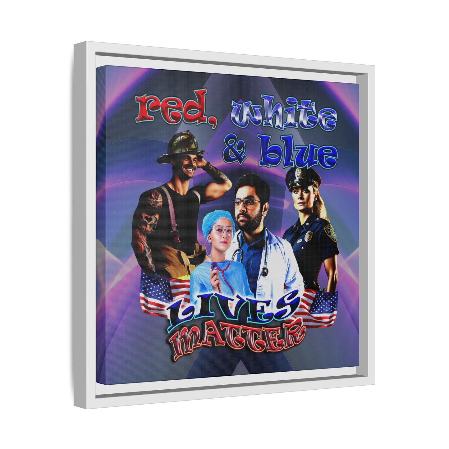 rw&b lives matter - framed canvas art (grey-pink wave)