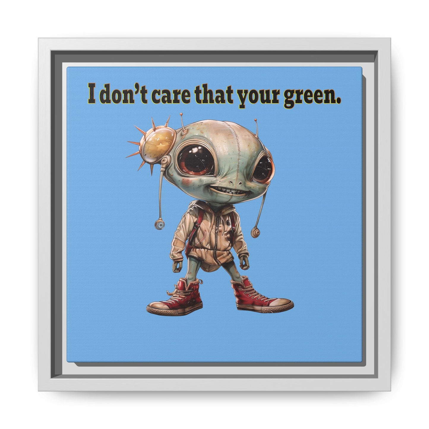 I don't care that your green - framed canvas art (light blue)