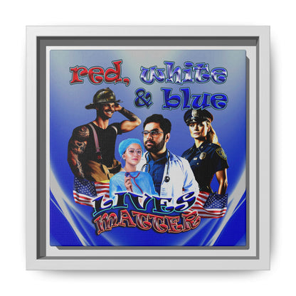 rw&b lives matter - framed canvas art (blue-white wave)