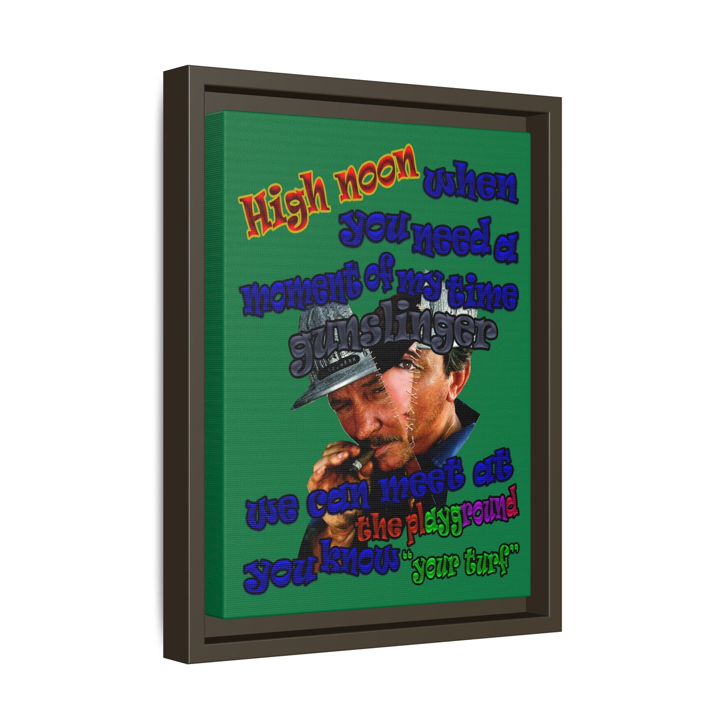 high noon - framed canvas art (dark green)
