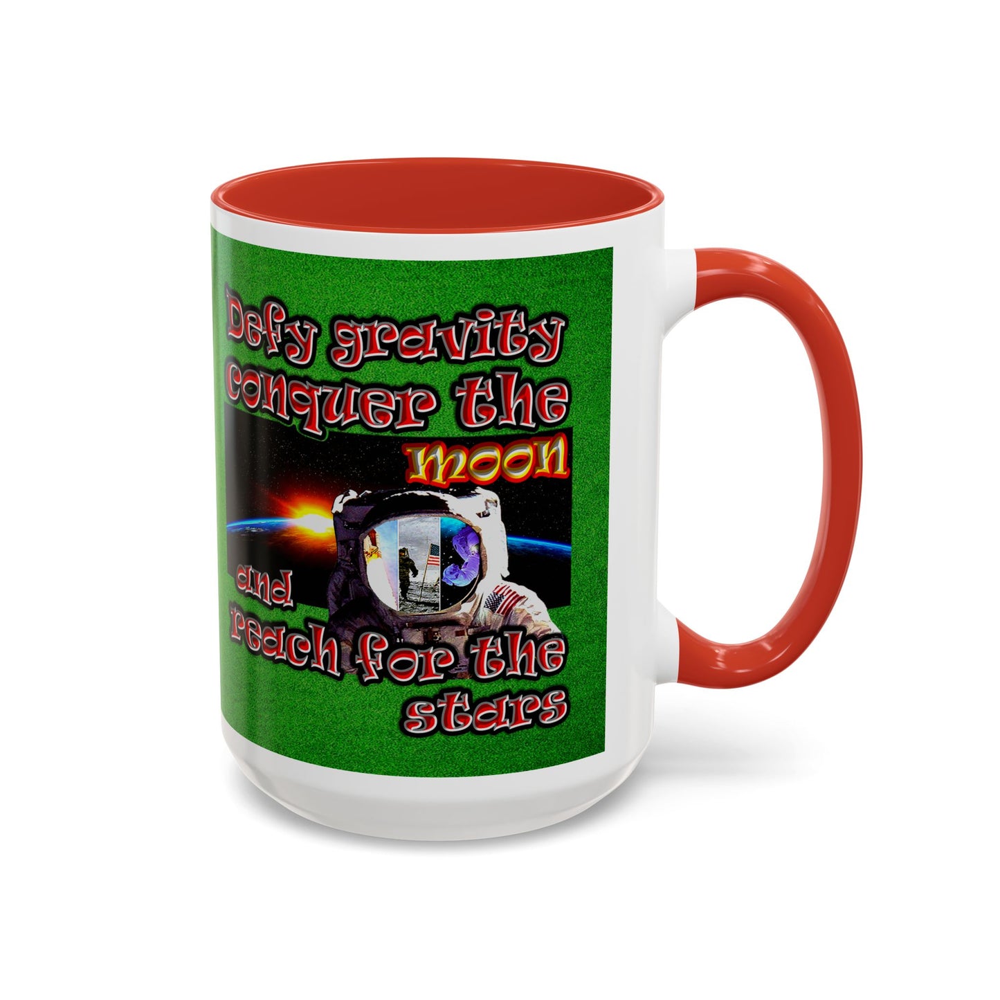 defy conquer reach - Accent Mug (green turf)