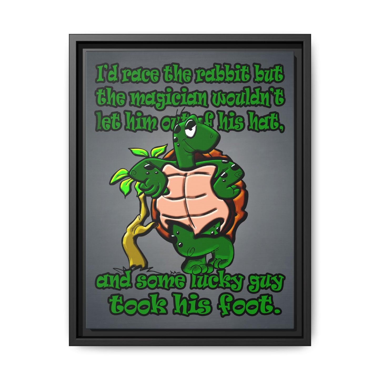 turtle race - framed canvas art (grey-light grey)