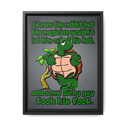 turtle race - framed canvas art (grey-light grey)