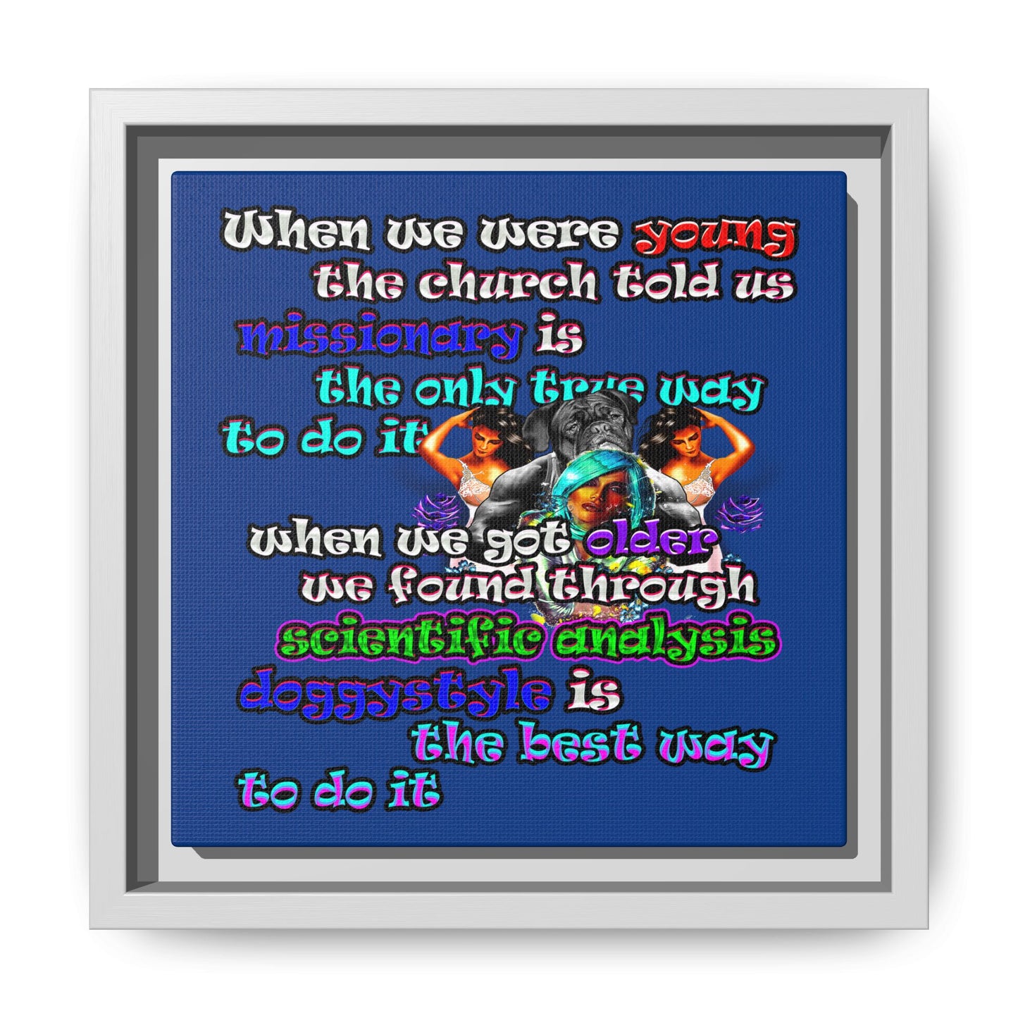 doggystyle - framed canvas art (dark blue)