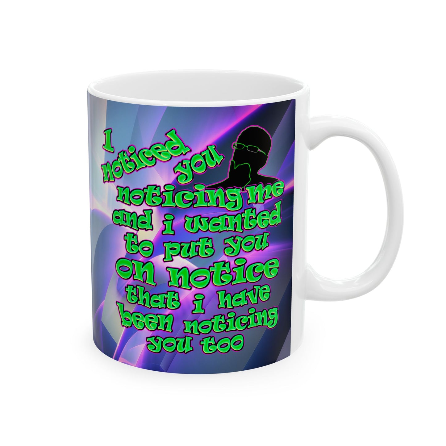 noticed you noticing - White Mug (grey-pink wave)