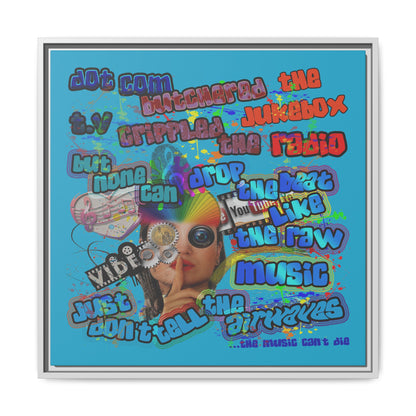 drop the beat - framed canvas art (turquoise)