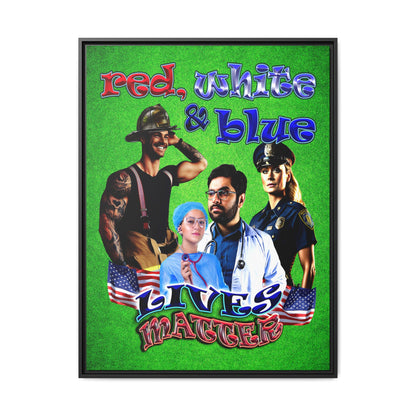 rw&b lives matter - framed canvas art (green turf)
