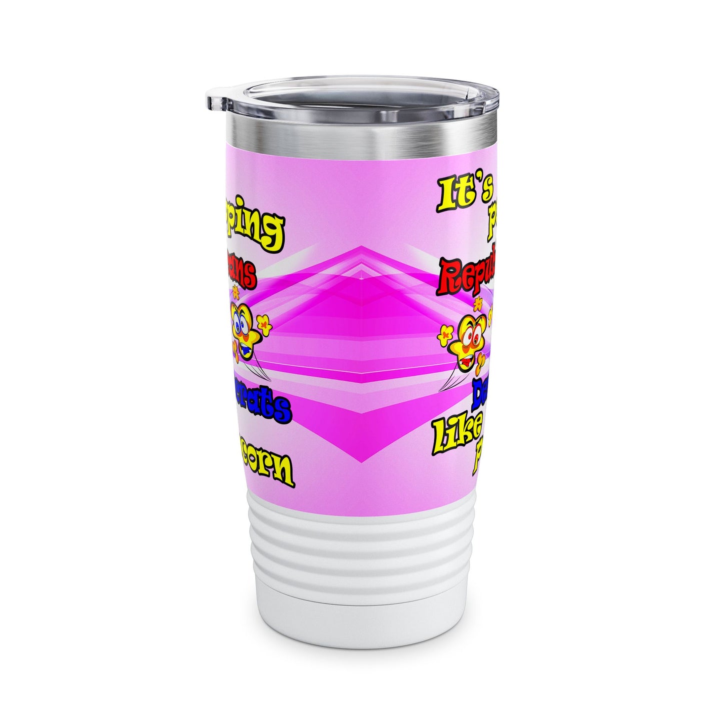 popping like popcorn - Ringneck Tumbler, 20oz (light blue-pink wave)