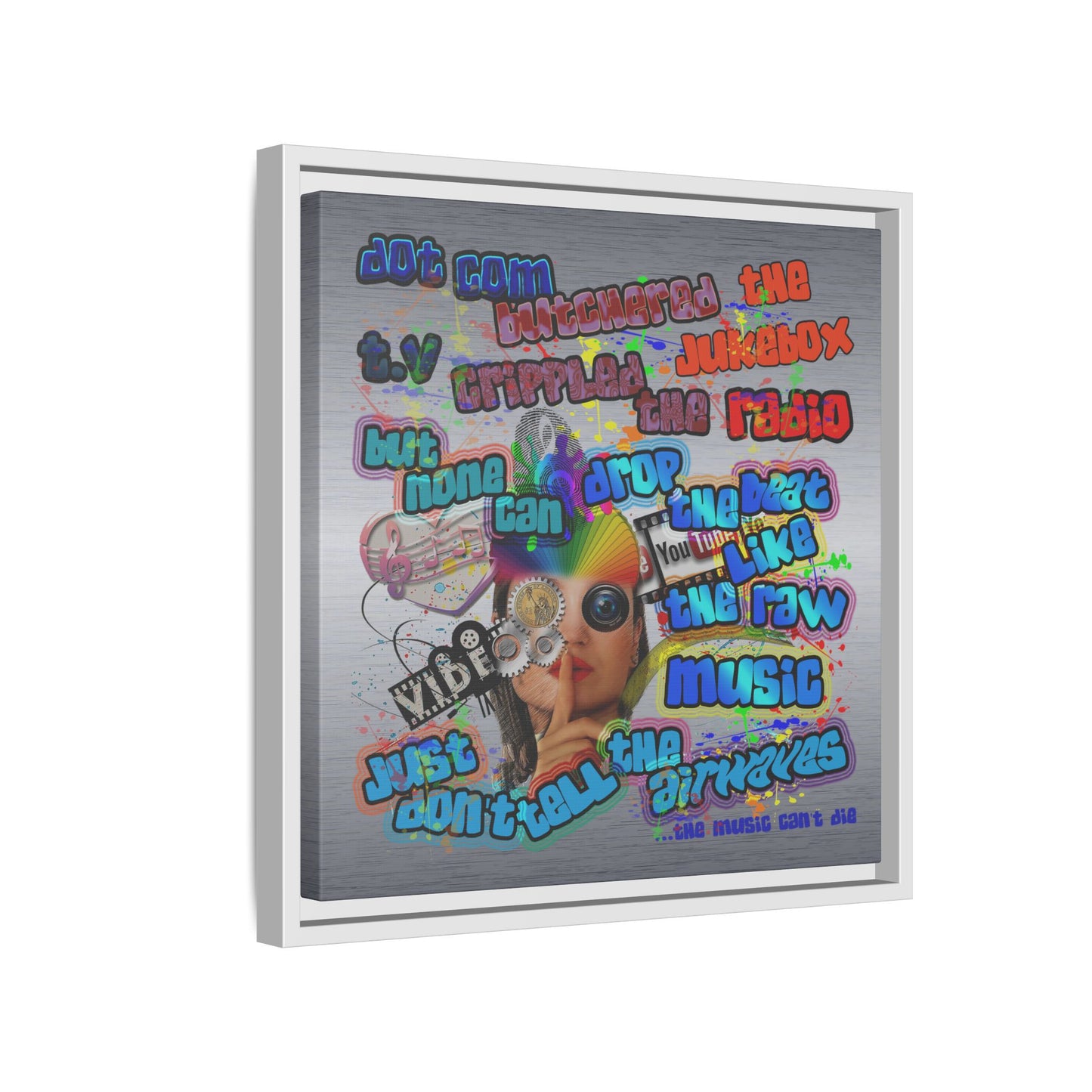 drop the beat - framed canvas art (brushed nickel)