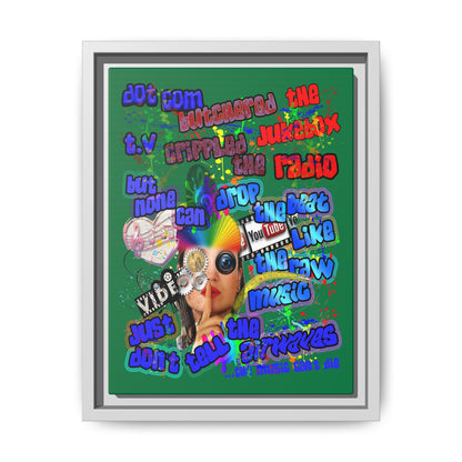 drop the beat - framed canvas art (dark green)