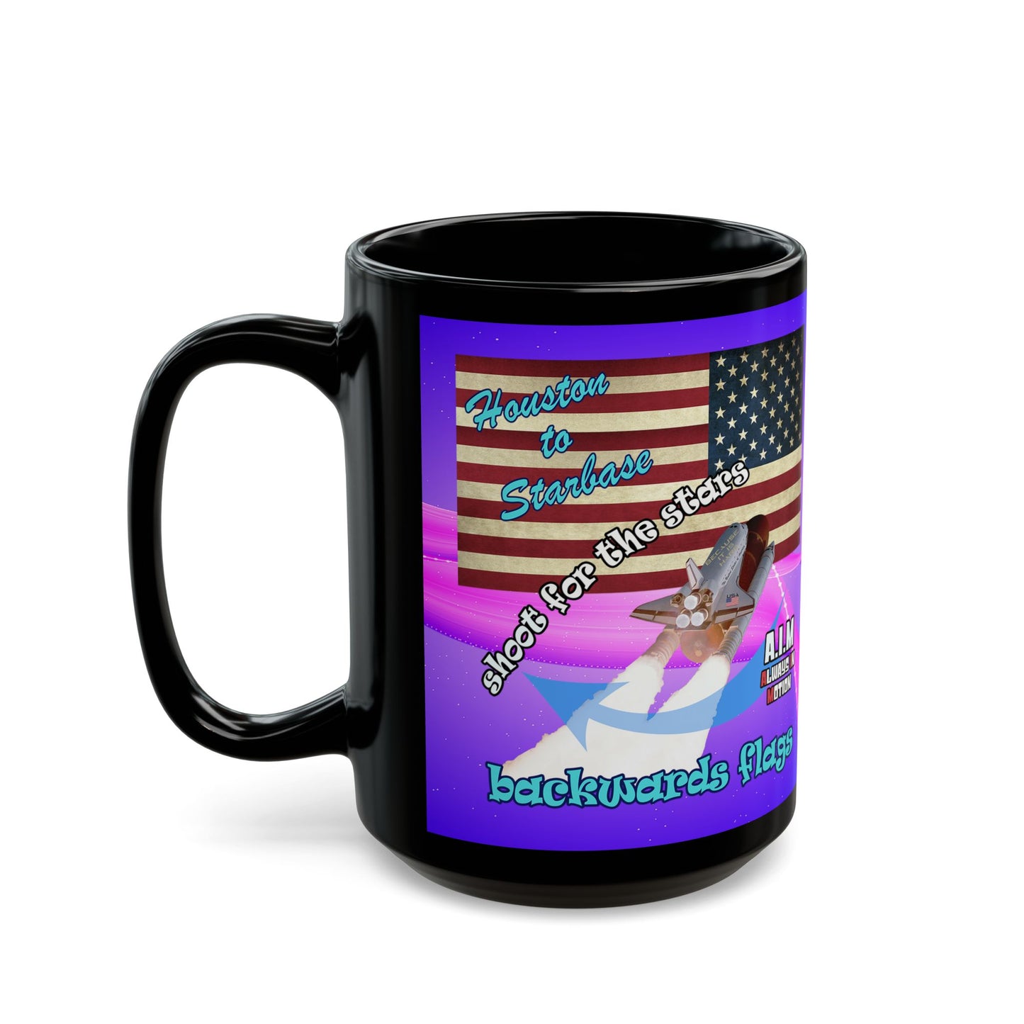 shoot for the stars - Black Mug (purple-pink wave)