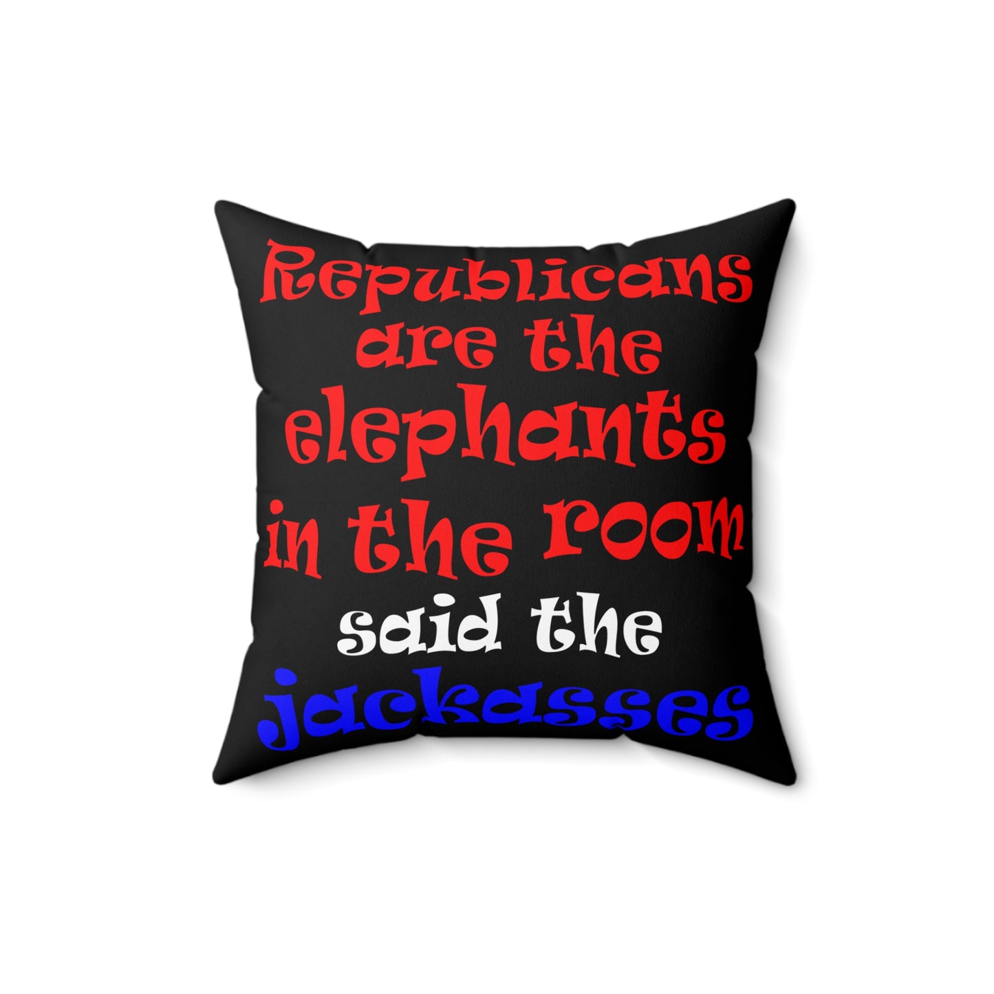 donkeys and elephants - Spun Polyester Square Pillow - (black)