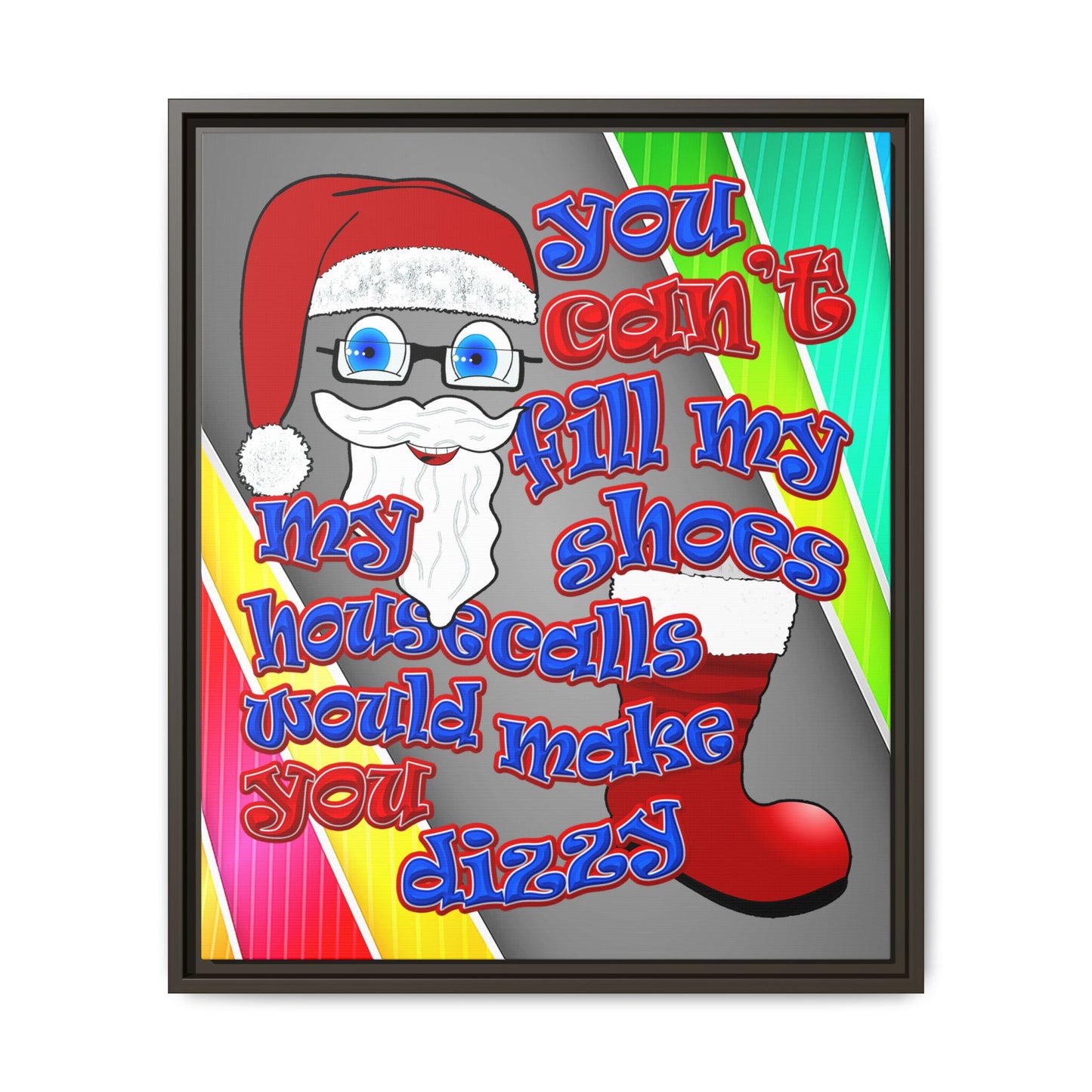 santa's shoes - framed canvas art (rainbow split)