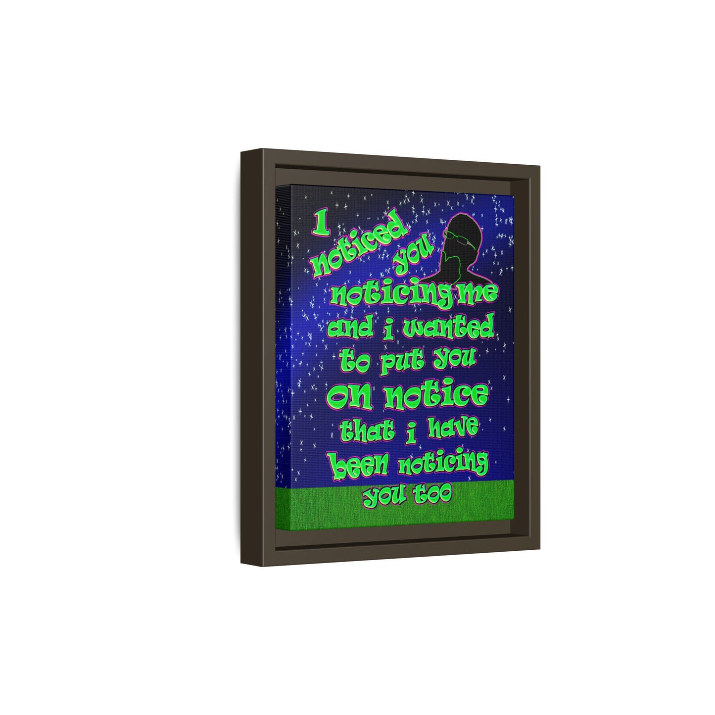 noticed you noticing - framed canvas art ('snoops' background)