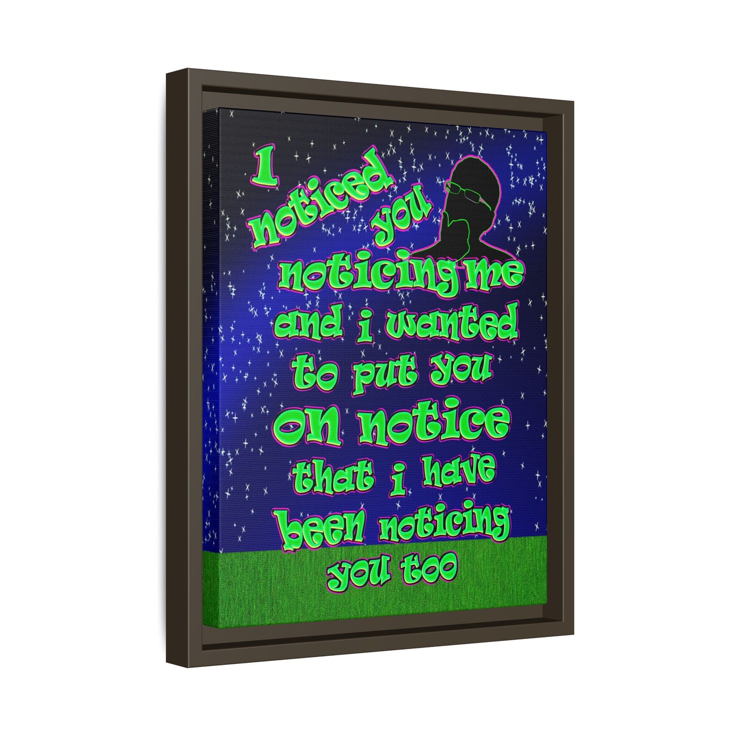 noticed you noticing - framed canvas art ('snoops' background)